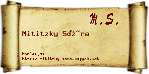 Mititzky Sára névjegykártya